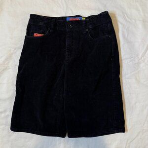 Boys Empyre Black Corduroy Skate Shorts with Adjustable waist